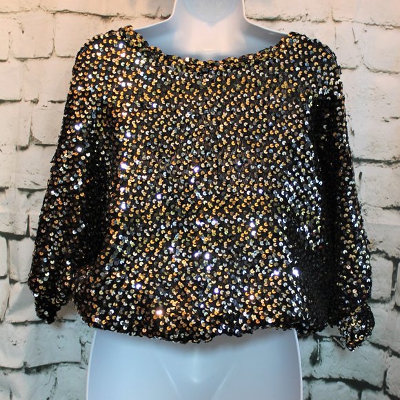 😲 Wowza! Turn heads in this vintage lined acrylic top w/sequins - Picture 2 of 6
